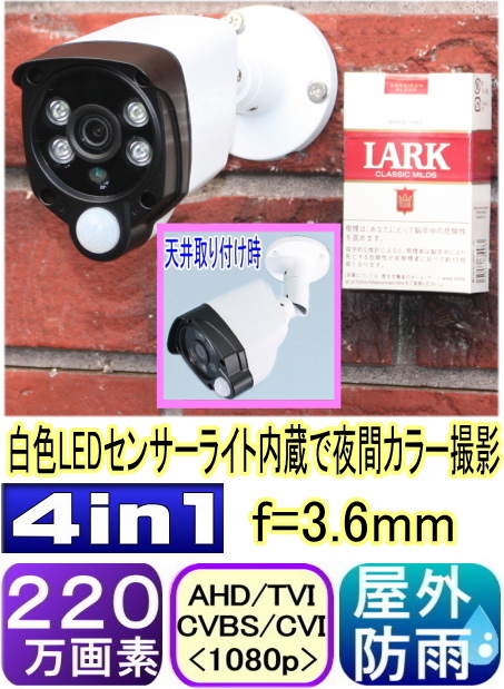 【SA-51439】220万画素　屋外防雨仕様ホワイトLED付1080p)防犯カメラ